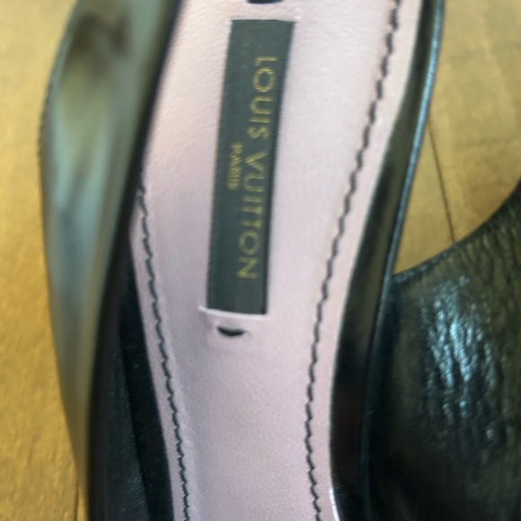 Louis Vuitton Black Leather Slingback Heels - Picture 2 of 5